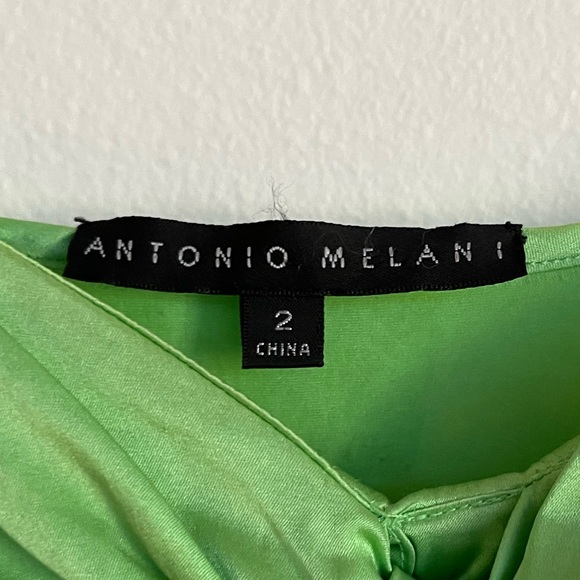 Antonio Melani Lime Green Silk Going Out Midi Dress Size 2 - Picture 5 of 5